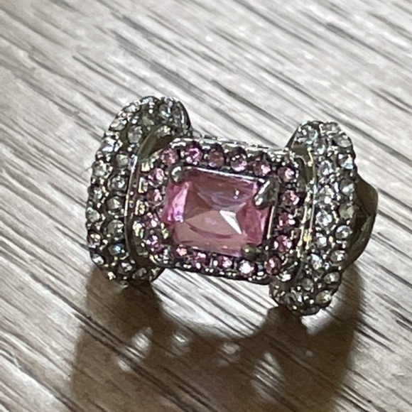 PINK & WHITE Sapphire STERLING SILVER RING 7 - Picture 2 of 10